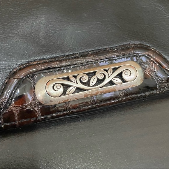 BRIGHTON Eve Delight Black Leather Croc Leather Trims Large Wallet - Picture 11 of 13